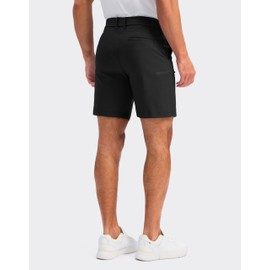Pudolla Men's Casual Shorts 7/9 Inch Golf Shorts Stretch Dress Work Shorts for Men with 4 Pockets Quick Dry Lightweight(Black 34)