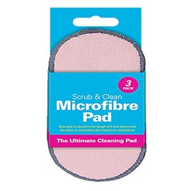 Scrub Sponges 3 Pack, 2 in 1 Clean & Scrub Pad Non-Scratch Microfiber Sponge, Cleaning Scrub Sponges, Clean Dirt & Germs Sponge (Blush Pink)
