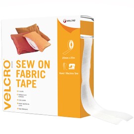 VELCRO Brand | Nastro in Tessuto da Cucire & Incollare | Nastro Autoadesivo Taglia su Misura con Gancio e Asola Forti| Bianco | 20 mm x 5 m