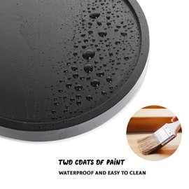 Round Decorative Tray Wood Bathroom Counter Organizer Farmhouse Kitchen Decor Wooden Riser for Soap Dish, Perfume, Candle, Sponge, 12" - Black