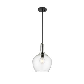 ML Lighting | Lamara Collection | 28401-MB | Indoor 1 Light Metal Pendant in Matte Black with Clear Glass Shade | Kitchens, Dining Rooms, Living Rooms, Entryways, Hallways