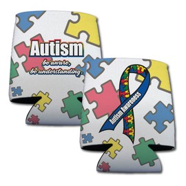 VictoryStore Can and Beverage Coolers: Autism Awareness Can Coolers, 6 Designs, Set of 6