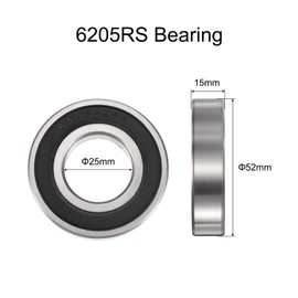 sourcing map 2pcs 6205-2RS Bearing 25x52x15mm, Chrome Steel Double Rubber Seals Precision Bearing, Lubricated Deep Groove Ball Bearings, P6 (ABEC 3)
