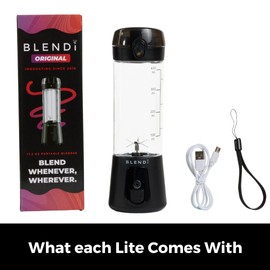 BLENDi Lite Portable Blender (17oz) – USB Rechargeable, Powerful 70W Motor for Smoothies, Protein Shakes & More – Compact, Travel-Friendly & BPA-Free (Black)