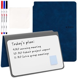 Elezeal A5 Dry Erase Whiteboard, Portable Small Whiteboard Notebook Notepad, Reusable Mini White Boards with Erasable Marker for Office Business Writing Noting Planning (Blue-1 Pack)
