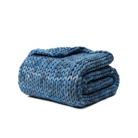 YnM Weighted Blanket, Handmade Chunky Knitted Design, Soft and Cozy, Temperature Regulating and Breathable, Machine Washable Throw for Sleep or Home Decor (Dark Blue Tie-Dyed, 60x80 Inch, 20lbs)