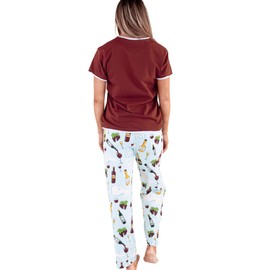 Lazy One Women's Pajama Set, Short Sleeves with Cute Prints, Relaxed Fit, Funny Pajama Sets (On Cloud Wine, Medium)
