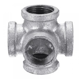 5 Way Pipe Fitting Malleable Iron Galvanized Outlet Cross Female Tube Connector (3/4Inch)