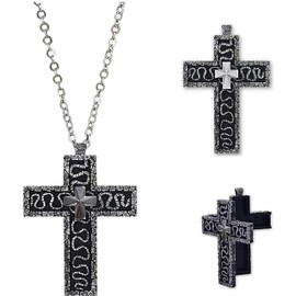 KUAUTD Squids Necklace Game, Cross Necklace for Men, Cross Necklace with Secret Compartment, Character Ten Shaped Pendant Necklace 3D Printed Design, Medium, Brass, No Gemstone