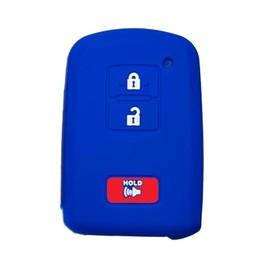 Key Fob Cover Tacoma Tundra: 3 Buttons Silicone Key Fob Case Fit for Toyota Prius C V Land Cruiser Tacoma HYQ14FBA 899040E091 899040E090 899040E092 2814512110 2012 to 2023 Blue Remote Protector