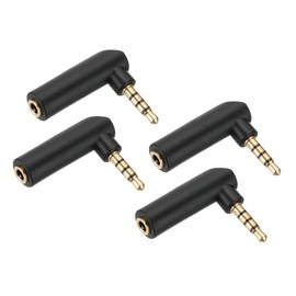 PATIKIL 3.5mm (1/8 Inch) Male to Female Audio Adapter, 4Pcs Stereo Plug Switch Audio Adapter Connector Jack Right Angled for Headphone Computer Laptop Speaker, Black/Gold