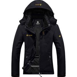 GEMYSE Women's Mountain Waterproof Ski Snow Jacket Winter Windproof Rain Jacket（Black，Medium）