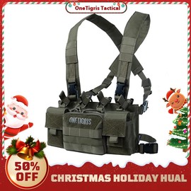 ONETIGRIS Chest Rig, MOLLE Chest Rigs Chest Rig Dangler Pouch Utility Admin Pouch IFAK Organizer - Color: Green