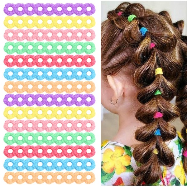 MiDoDo 100 Pièces Liens de Cheveux Élastiques Mini Fleurs Douces Bandes de Minuscules Coloré Filles Porte-Queue de Cheval pour Bébé Enfants