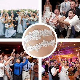 ADOVE Wedding Garters For Bride Stretch Lace Bridal Garter Sets White Flower Floral Leg Wedding Garter