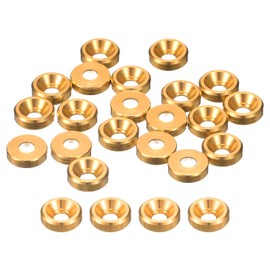 uxcell 20 Pcs M2 Finishing Countersunk Washers, Aluminum Alloy Screw Gaskets, Cup Head Washer Gasket for Mechanical Accessories Parts, Gold