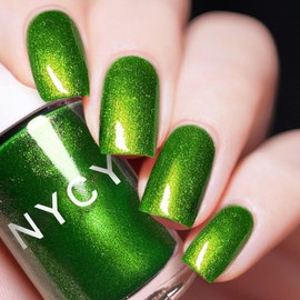 COSMOO 12ml Green Shimmer Nail Polish, Shimmer Green Quick Dry Nail Lacquer, Super Lustrous Nail Enamel Polish, Dark Red Iridescent Ultrachrome Nail Art Varnish (Shimmer Green)