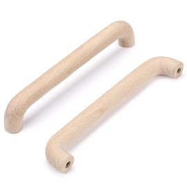 SYZOW 6 Pack Wooden Kitchen Door Handles 160mm Hole Centre WoodenCabinet Handles Wooden Cupboard T Bar Handle (Wood B)