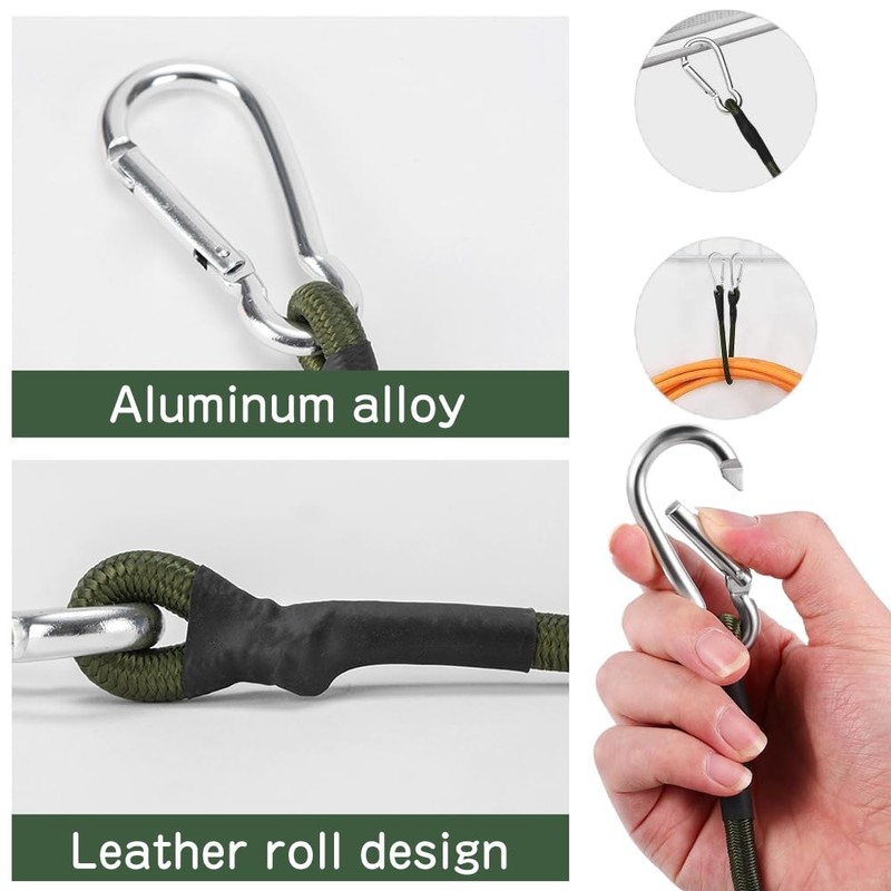 Elastic Bungee Cords, 4 Pcs Bungee Cords with Hooks,Heavy Duty