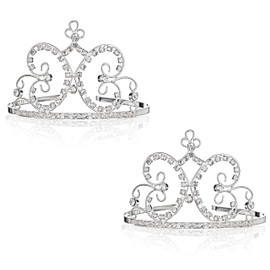 Princess Tiara Headband for Girls - Crystal Crown Tiaras in Silver - Add Sparkle to Birthday Parties, Homecoming, Pageants (2 Pack)