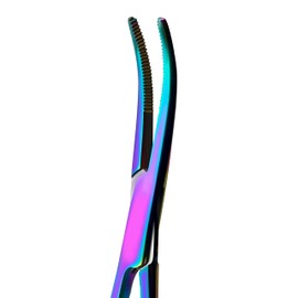 XTRM CRAFT Mosquito Forceps 5" Rainbow Set - Precision Crafting Clamps, Stainless Steel, Multicolor Hemostats for DIY Enthusiasts and Crafters (Mosquito Forceps Straight & Curved 5 Inches)