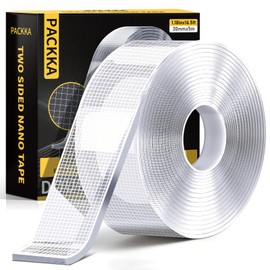 PACKKA Double Sided Tape Heavy Duty, Nano Tape Mesh Tape Double Sided Adhesive Tape, Clear Mounting Tape Removable Wall Tape for Poster Picture Hanging Adhesive Strips (16.5FT)