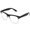 Classic Half Frame Full Brow Clear Lens Sunglasses Vintage Black
