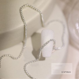 8 types of nail chain, 94.5 inches (240 cm), nail chain, gold nail part, nail art part, nail decoration part, nail stone chain, nail stone chain, silver, silver, thin, glitter, gold, silver, color diamond, rhinestone, pearl and diamond, silver accessorie