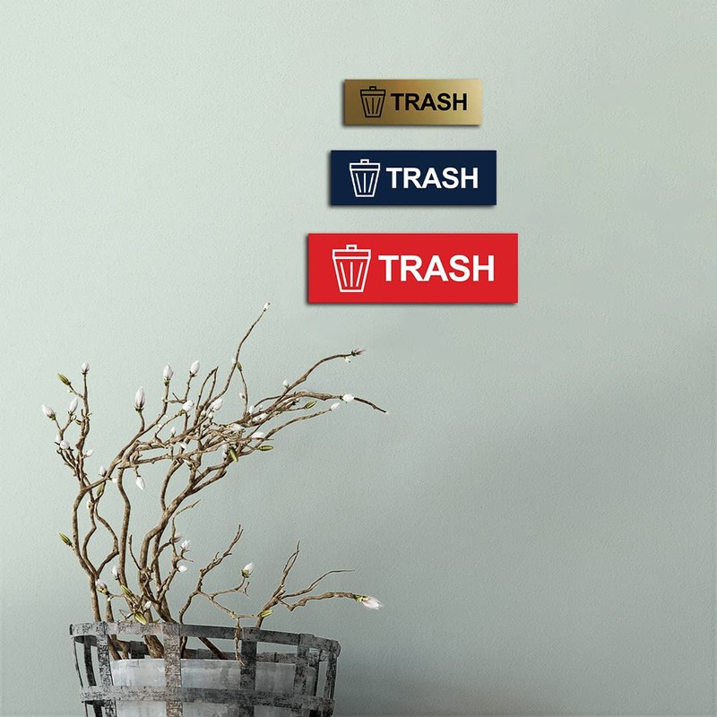 Basic Trash Sign (Brushed Silver) - Small 1 Pack