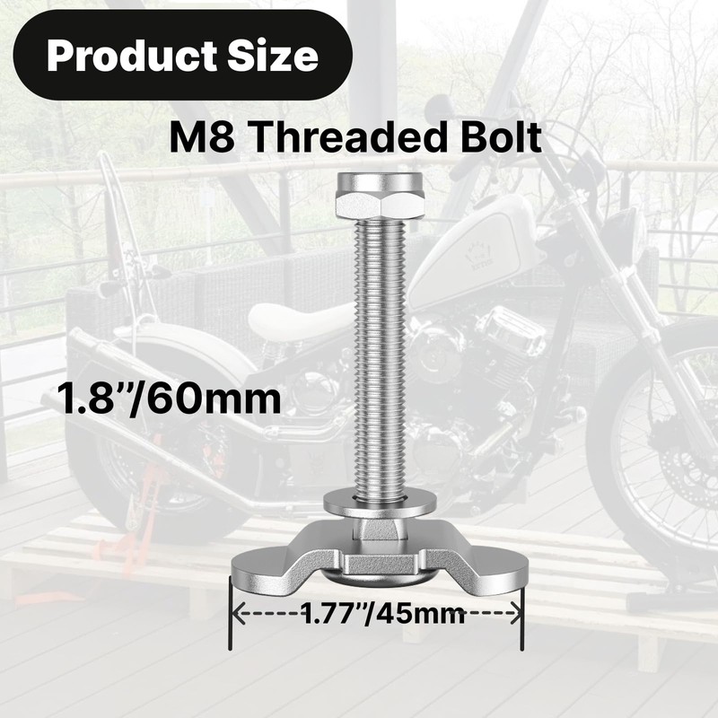Vandrabase 8Pcs M8 x 60mm Stainless Steel L-Track Double Lug
