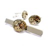 Watch Movement Cufflinks embedded with synthetic Rubies, Oval Shaped *