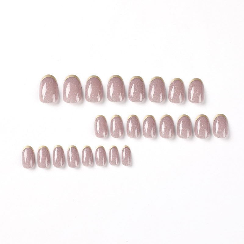IMSOHOT Glossy Oval Press on Nails Short French Fake Nails