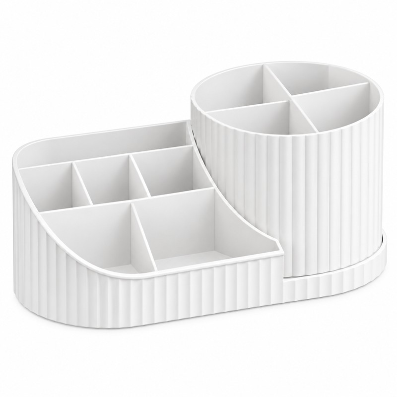 360° Rotating Makeup Organizer for Vanity – Multi-Compartment Cosmetic Storage