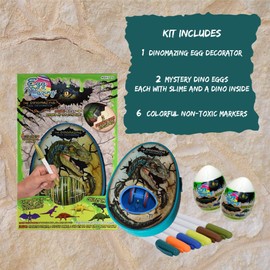 The DinoMazing Dinosaur Egg and Year-Round Egg Decorator Kit - Egg Decorating Spinner Arts and Crafts Activity - Includes Mystery Dino Eggs with Non-Toxic Slime and Markers