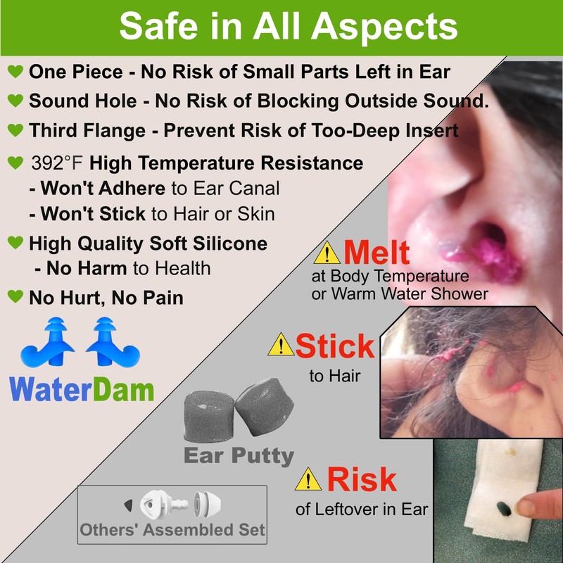 WaterDam Swimming Ear Plugs Great Waterproof Ultra Comfy Earplugs Prevent