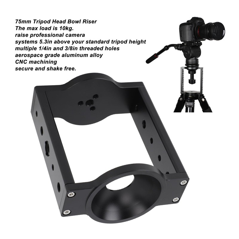 75mm Tripod Head Bowl Riser, Camera Tripod Head Height Riser,