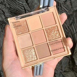 9-Color Nude Eyeshadow Palette - Matte & Shimmer Shades, Highly Pigmented, Long-Lasting, Waterproof, Beige Earth Tones for Smoky Eye Looks