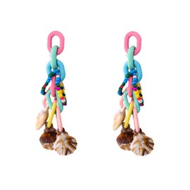 Birthday Candy Earrings Acrylic Dangle Earrings Boho Colorful Summer Dangle Seashell Earrings Beaded Valentine Earrings for Women - Seashell