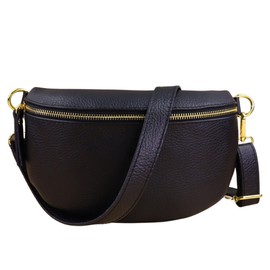 Blade Gold Bauchtasche Damen Echtleder, stylische Gürteltasche Damen mit 2 gemusterten und Leder abnehmbaren & verstellbaren Breiten Gürteln, Crossbody Bag Damen, Hochwertige Brusttasche für Frauen