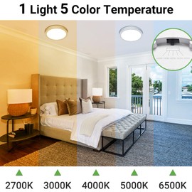 zemty LED Bathroom Light 24W 2400LM, 5 Color Temperatures Flush Ceiling Light Modern, Waterproof Night Light for Bedroom, Kitchen, Living Room, Hallway, Porch Ø29.5CM