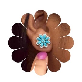 Vintage Turquoise Earrings Personality Snowflake Shape Boho Diamond Earrings Summer Beach Chain Jewellery for Women and Girls Silver, Sterling Silver