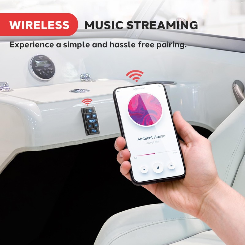 Pyle Rocker Switch Wireless BT Audio Controller, Waterproof Rated Marine