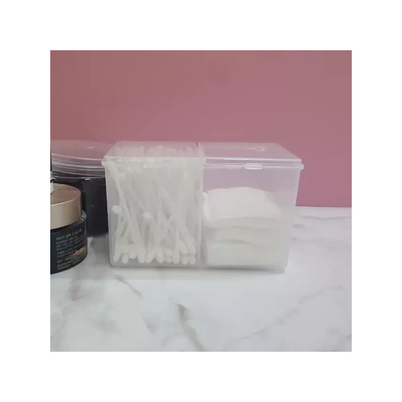화장품케이스 투명 분리형 화장솜 면봉정리함 Transparent Makeup Case with Separate