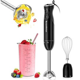 Bonsenkitchen Immersion Blender, 20 Variable Speeds & Turbo, 4-In-1 Stainless Steel Handheld Blender Stick Mixer with Egg Whisk, Beaker & Chopper Bowl electric mixer - Size: 3-in-1