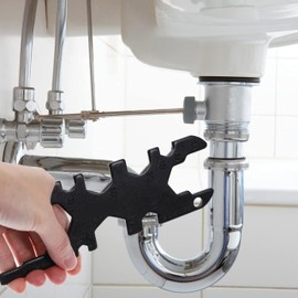 Multifunctional Repair Tool for Sleeves, Torque Wrench, Hook Wrench, Multifunctional Tool Accessories for Shower Fittings, Socket Wrench for Water Pipes