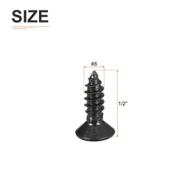 DTGN 100Pcs #8x1/2 Flat Head Wood Screws, 304 Stainless Steel Phillips Self Tapping Screws - Good for Woodworking, Furniture - Black