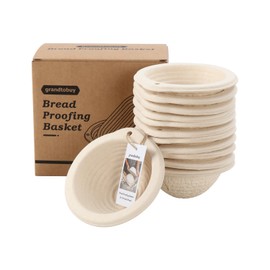 13cm/5inch Small Round Bread Proofing Basket Sourdough Banneton Bortform with Liners Set 12 For Professional and Homemade Bread Baking Supplies
