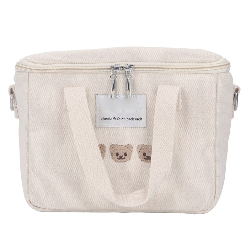 Diaper Shoulder Bag Oxford Cloth Large Capacity Embroidery Bear Pattern