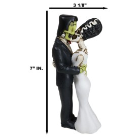 Ebros DOD True Love Kiss Skeleton Frankenstein Bride and Groom Couple Figurine