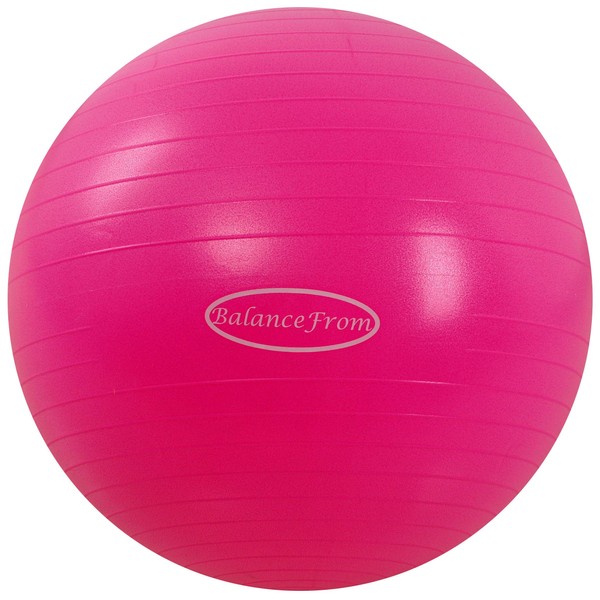 BalanceFrom Anti-Burst and Slip Resistant Exercise Ball Yoga Ball Fitness Ball Birthing Ball with Quick Pump, 2,000-Pound Capacity (78-85cm, XXL, Pink)